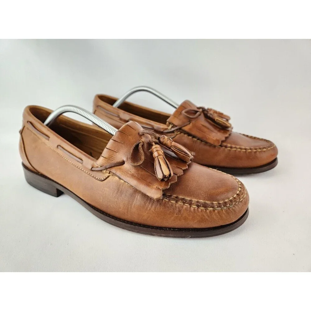 Johnston & Murphy Brown Tassel Fringe Leather Loafer Dress Shoes Men's US 12‎ M